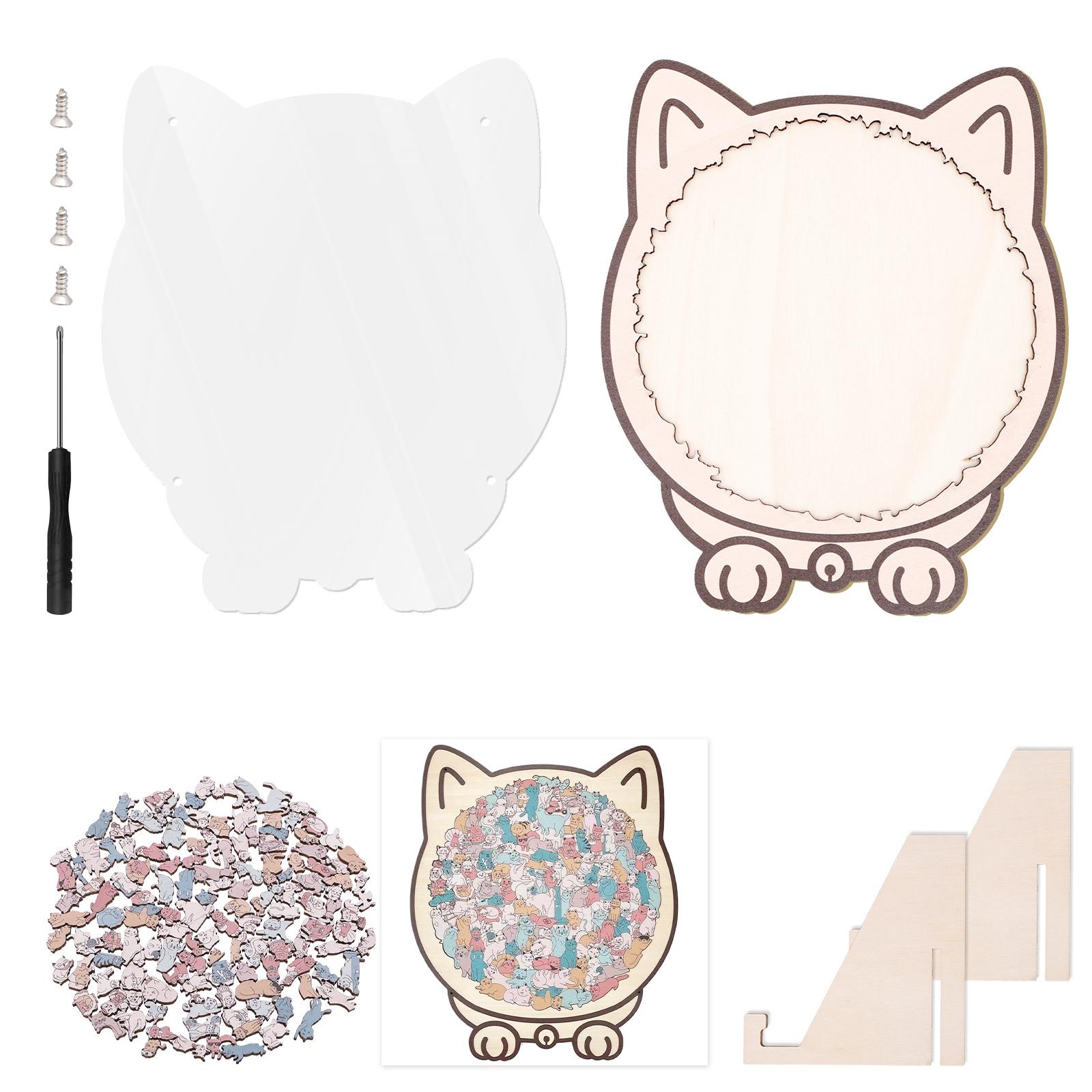 

134/135 Pcs Cat Shaped Wooden Jigsaw Puzzle Unique Irregular Puzzle Cat Puzzles for Cats Lovers Home Decoration Festival Gifts