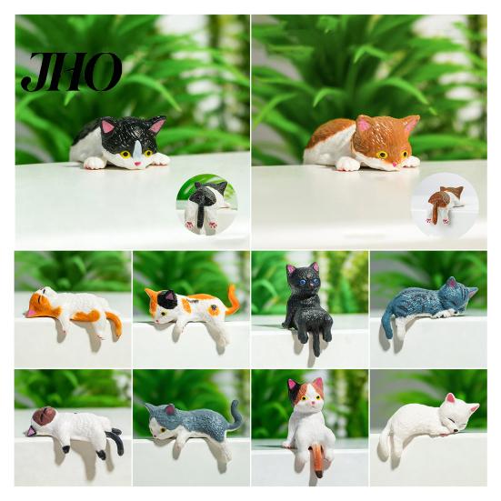 Mini Cat Figurine Miniature Cute Cartoon Kittens Ornament for Kitty Desktop Set Computer Monitor Car Dashboard Home Office Desk Decor Lover