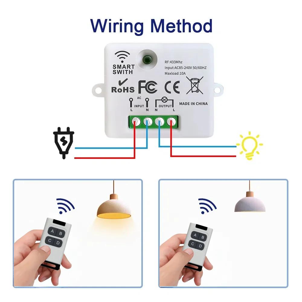 433Mhz Wireless Remote Control AC 110V 220V Rf Relay Receiver On off Transmitter Light Switch Module For Light Lamp Controller