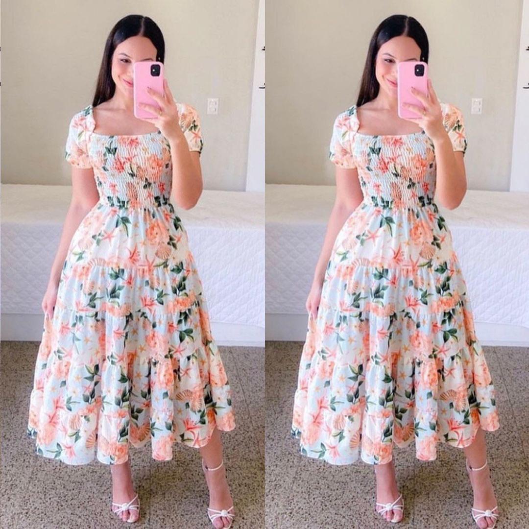 

2025 весна и лето новые платья литературные и свежие принты модная женская одежда XXXL