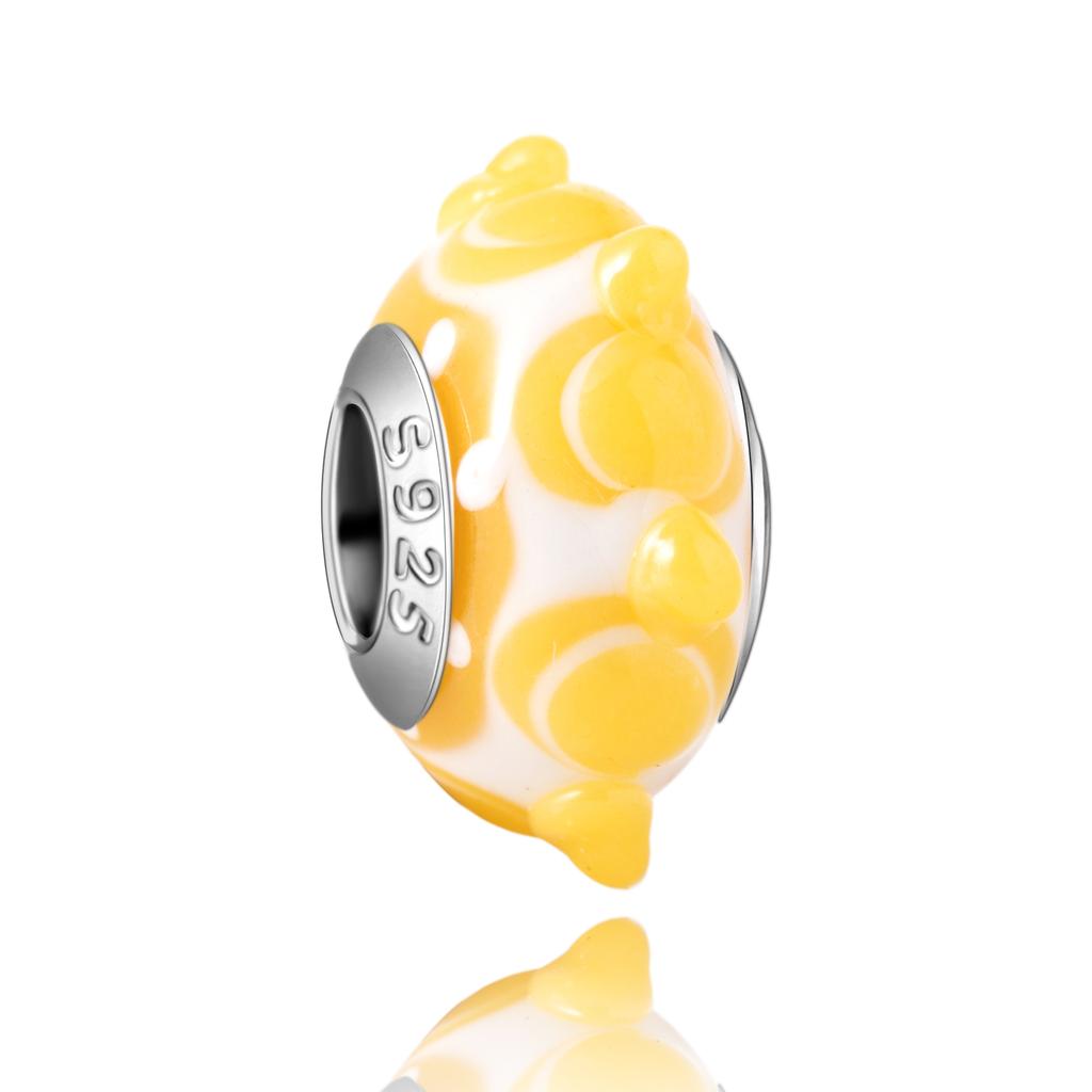 Murano Glass Collection Copper MultiColor Blue Bump Charm Fits Bracelets Women Exquisite Jewellery Accessories Gifts