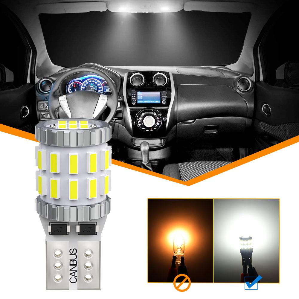 2pcs T10 W5W LED Canbus Bulbs 168 194 3014 SMD Wedge Parking Light License Plate Light Clearance Lights Reading Lamps White