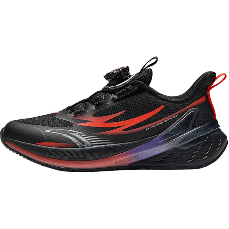 Anta Kids Bow Speed Mesh Fashion Lightweight Shock Absorption Low Top Running Shoes Kids Running Shoes Black Orange 312445501-4