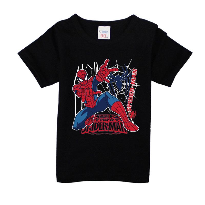 Summer New Childrens Tshirt Personalized Spider Man Printed Letter Half Sleeve Base Cotton Round Neck Parent Child Wear