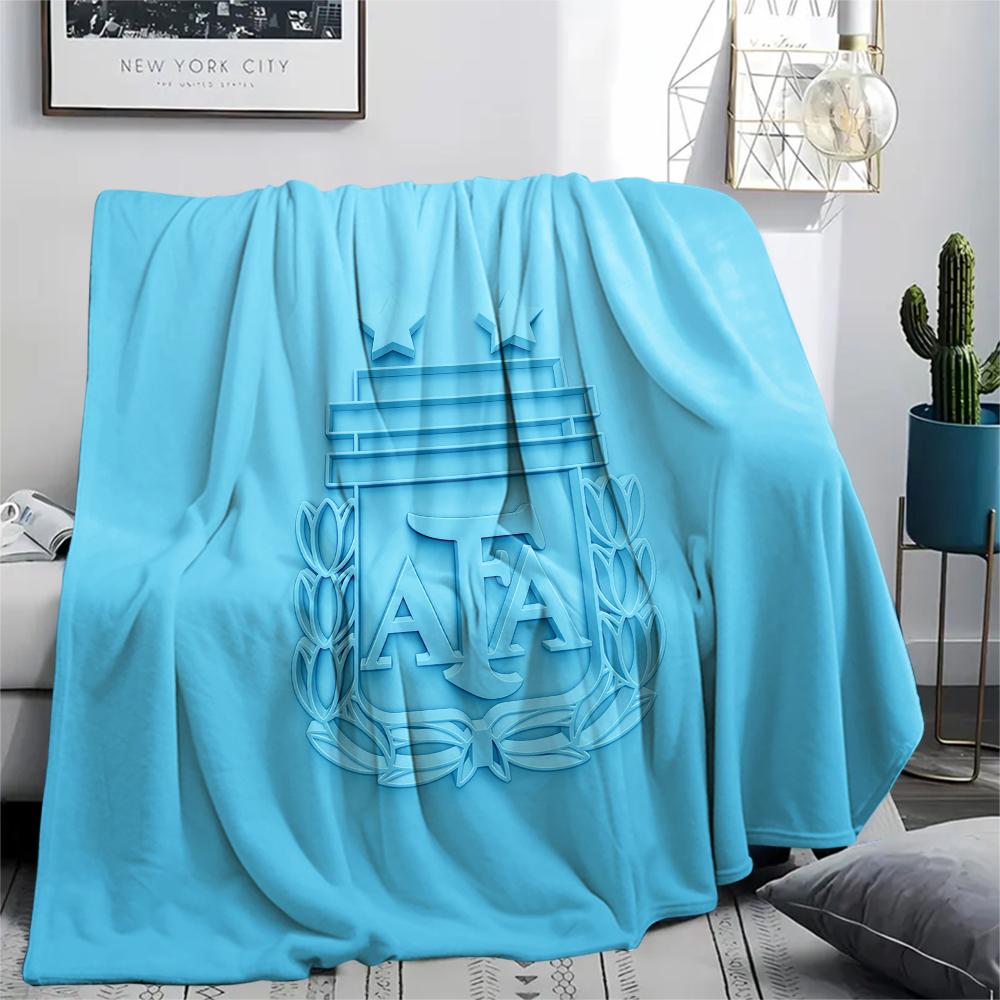 1PC Argentina National Football Team Print Flannel Blanket, High quality All Seasons, Home Decor, Warmth and Comfort, Perfect for Christmas Gifts