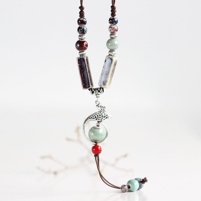 

Модная керамическая бижутерия ручной работы, цепочка для свитера Drunken Imperial Concubine