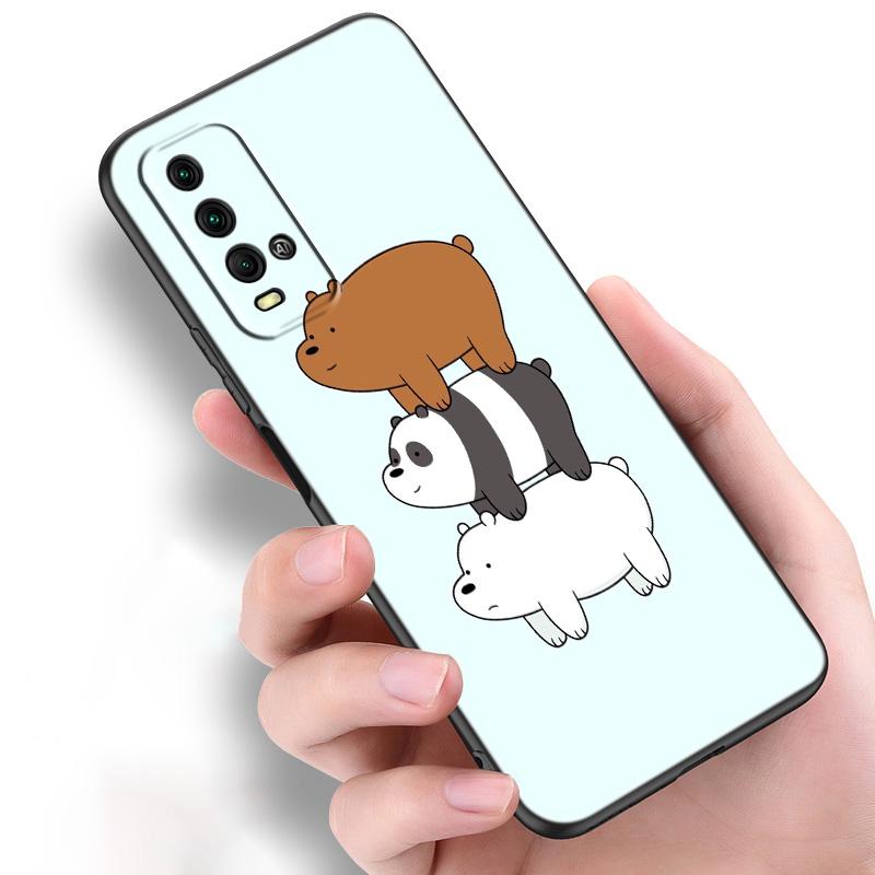 Niedliche Bär Panda Tier Silikon Handyhülle für Xiaomi Redmi Hinweis 11 10 9 8 Pro 11T 10T 10S 9S 8T 9 9A 9C 9T Schwarze Softcover