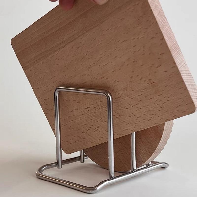 Double Compartment Stainless Steel Cutting Board Rack - Household Vegetable Board & Pot Cover Storage Holder