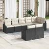 8 Piece Black Poly Rattan Sofa Set with Cushions