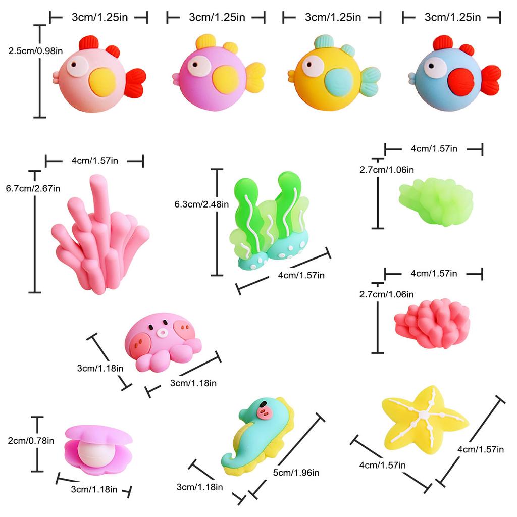 12 ks Dekorace na dort Podmořský svět Mořský topper na dort Podmořská párty potřeby Chobotnice, Mořský koník Mořský život Dekorace na dort