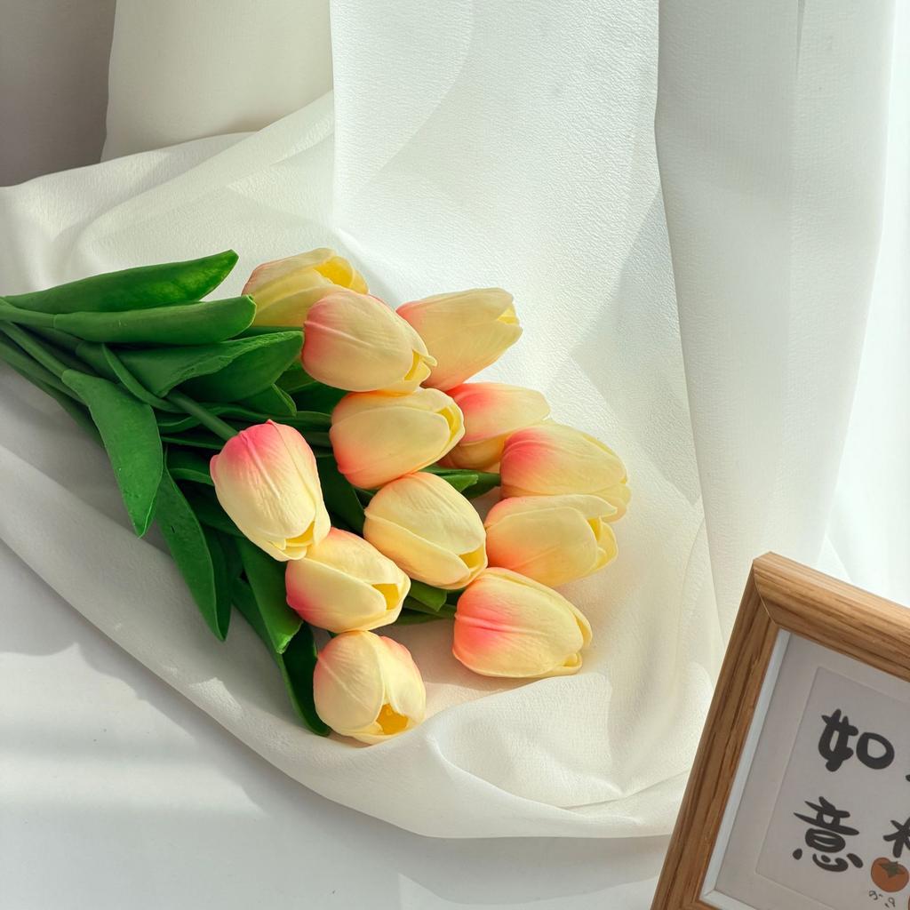 10Pcs Tulip Flowers Artificial Tulip Bouquet PE Foam Fake Flower for Wedding Ceremony Decor Home Garden Bouquet Decoration