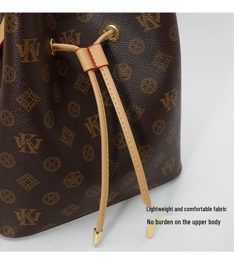 Vintage Blumen-Eimertasche mit Kordelzug - Retro Europäisches/Amerikanisches Design, Handtaschen-/Schulter-/Crossbody-Optionen