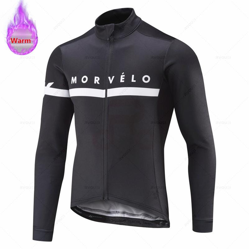 Morvelo-Thermal Fleece Cycling Jerseys Set for Men, MTB Bike Clothes, Warm Bicycle Clothing,2026 Velvet Warm Cycling Suit Set