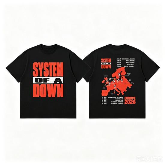 1pc System Of A Down EU And UK Tour 2026 Fans Gifts Cotton T shirt Unisex Men Women Kids Streetwear Casual Short Sleeve Tops