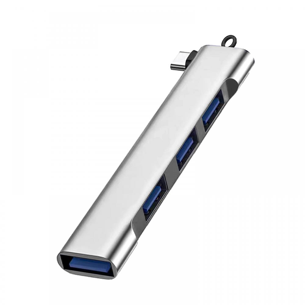 

4 порта высокоскоростных концентраторов Высокоскоростной 4 порта USB 3.0 Multi HUB Разветвитель Расширение для настольного ПК ноутбука адаптер Type-C серебряный
