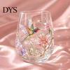 Luxuriöses Dekorative Glas 3D Tier Stielloses Weinglas, Meeresinspirierte Details Elegantes Klares Haus Getränkeglas, Langlebig für Küche Und Strand Getränke