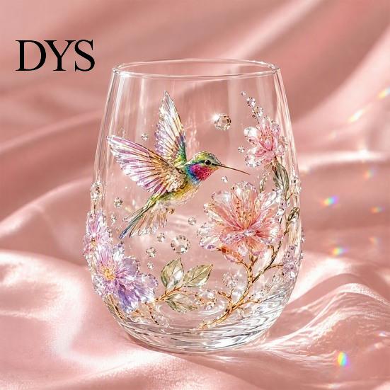 Luxuriöses Dekorative Glas 3D Tier Stielloses Weinglas, Meeresinspirierte Details Elegantes Klares Haus Getränkeglas, Langlebig für Küche Und Strand Getränke
