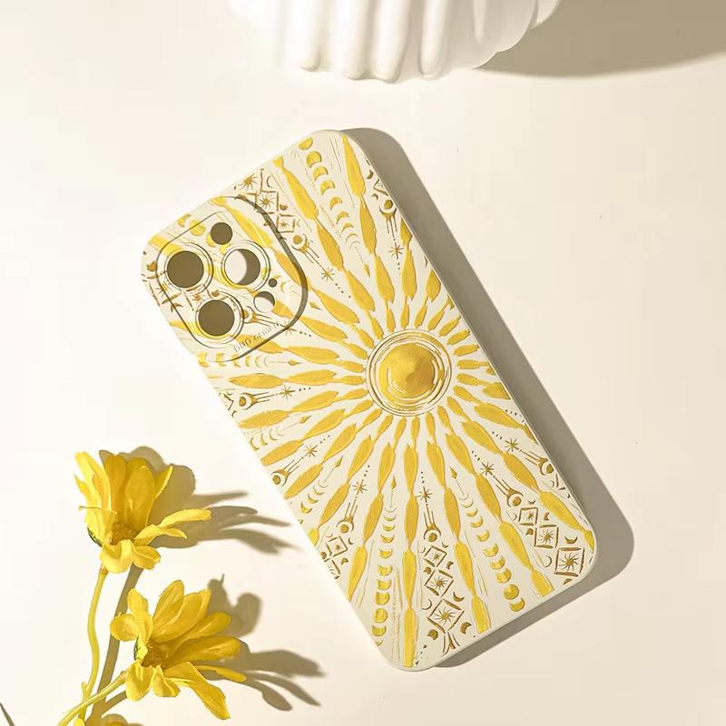 Art Summer Style Golden Sun Case For Samsung Galaxy S25 S24 Ultra S23 Plus S22 S21 S20 FE A15 A35 A54 A55 Cover