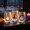 Pumpkin And Ghost Glassware Halloween Theme Glass Tumbler, Black Cat Skull Hand Painted Spooky Holiday Party Decor Cup, Lead-free for Party,
