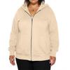 Plus Size Women Casual Hooded Jacket Long Sleeve Zipper Solid Color Fashion Outerwear