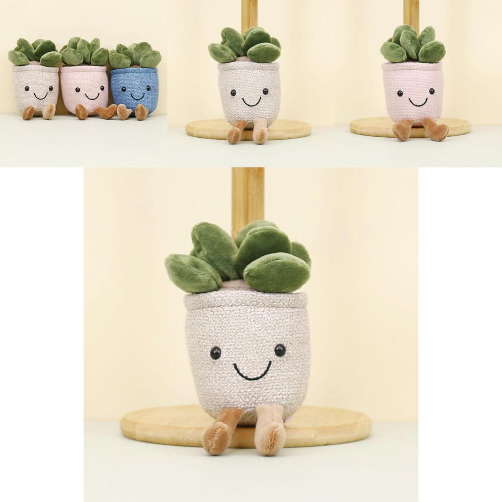 Charming Plush Succulent Keychain Toy Fluffy Plant Doll Adorable Potted Decor