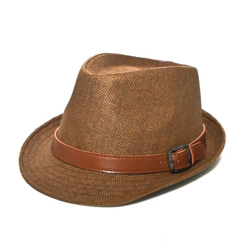 Summer Straw Hat Men's Outdoor Sun Hat Breathable Beach Hat British Performance Jazz Hat Children's Gentleman's Top Hat
