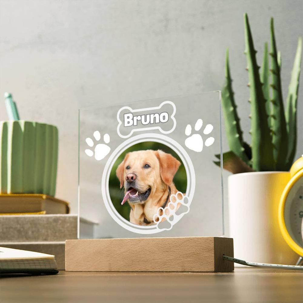 Custom Pet Photo Night Light Pet Growth Memorial Plaque Frame Personalized Custom Pet Picture Ornament Record Life Highlight