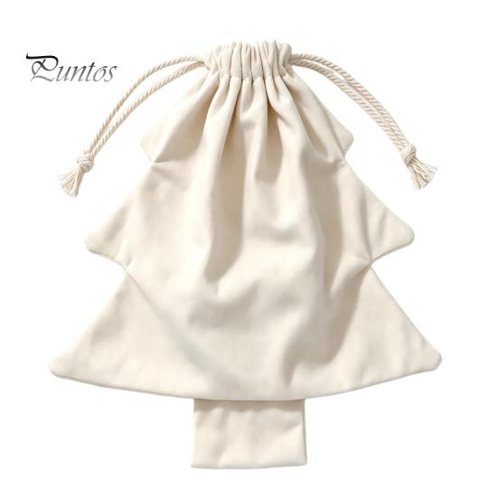 Plush Christmas Tree Ornaments Drawstring Presents Bag, Reusable Wrapping Pouch, Decorative Pendant Bags Shaped Holiday Favors Bag for Candy,