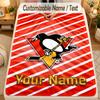 Flannel BlanketPittsburgh Penguins Custom Name Text Personalized Soft Warm Throw Blanket Home Decor Gift