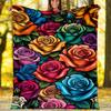 Colorful Roses Blanket Personalized Name Flannel Blanket Soft Cozy Plush Throw for Sofa Bed Lightweight Home Décor