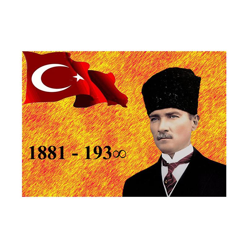 Улыбающийся Мустафа Кемаль Ататюрк портрет холст печать настенный художественный постер позитивная живопись для офиса гостиная домашний декор Cuadros 60x80cm No Framed