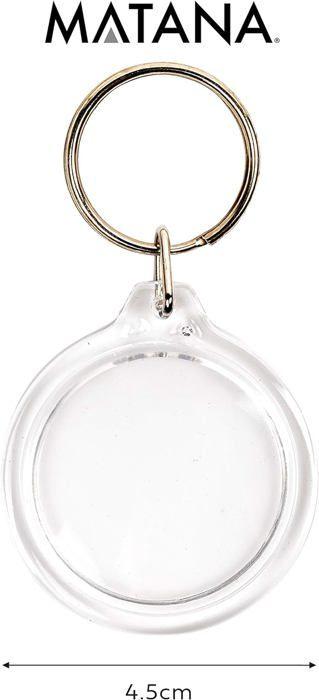 50 Porte-clés à insert photo vierge transparent - MATANA - Porte-clés vides, double face pour étiquettes personnalisées - 4,5 cm