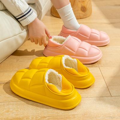 Waterproof Cotton Slippers Women's Thick-bottomed Warm Winter Home Wear Indoor and Outdoor Velvet Non-slip and Cold-proof Cotton Slippers