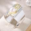 Vintage Inlaid Imitation Pearl Women's Ring Creativity Two Color Hand Carving Daily Wear Party Jewelry Anniversary Gift