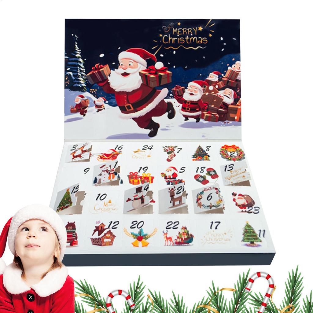 Hot Countdown Christmas Festival Christmas Advent Calendar Blind Box Snowflake Countdown Calendar Box Surprise Gift(Empty Box)