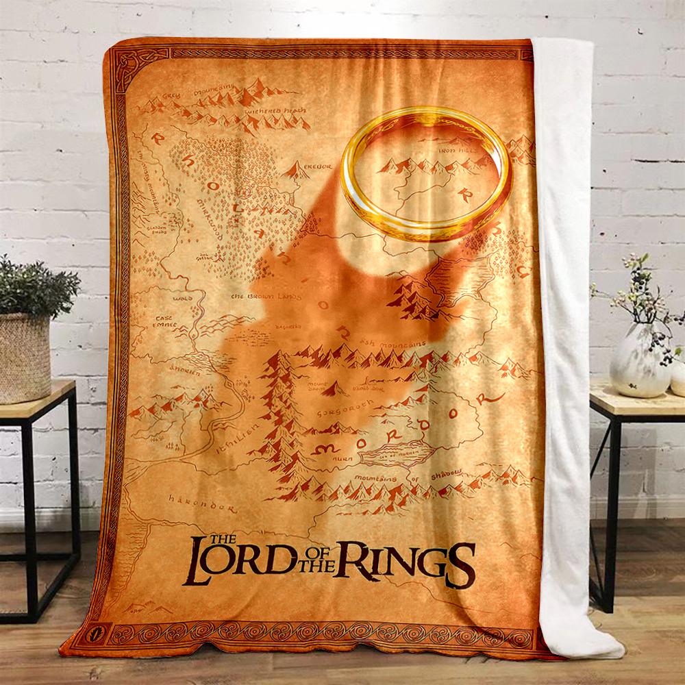 The Lord of the Rings Map Design Blanket, Flannel blanket for bedroom, living room, sofa, and nap sofas
