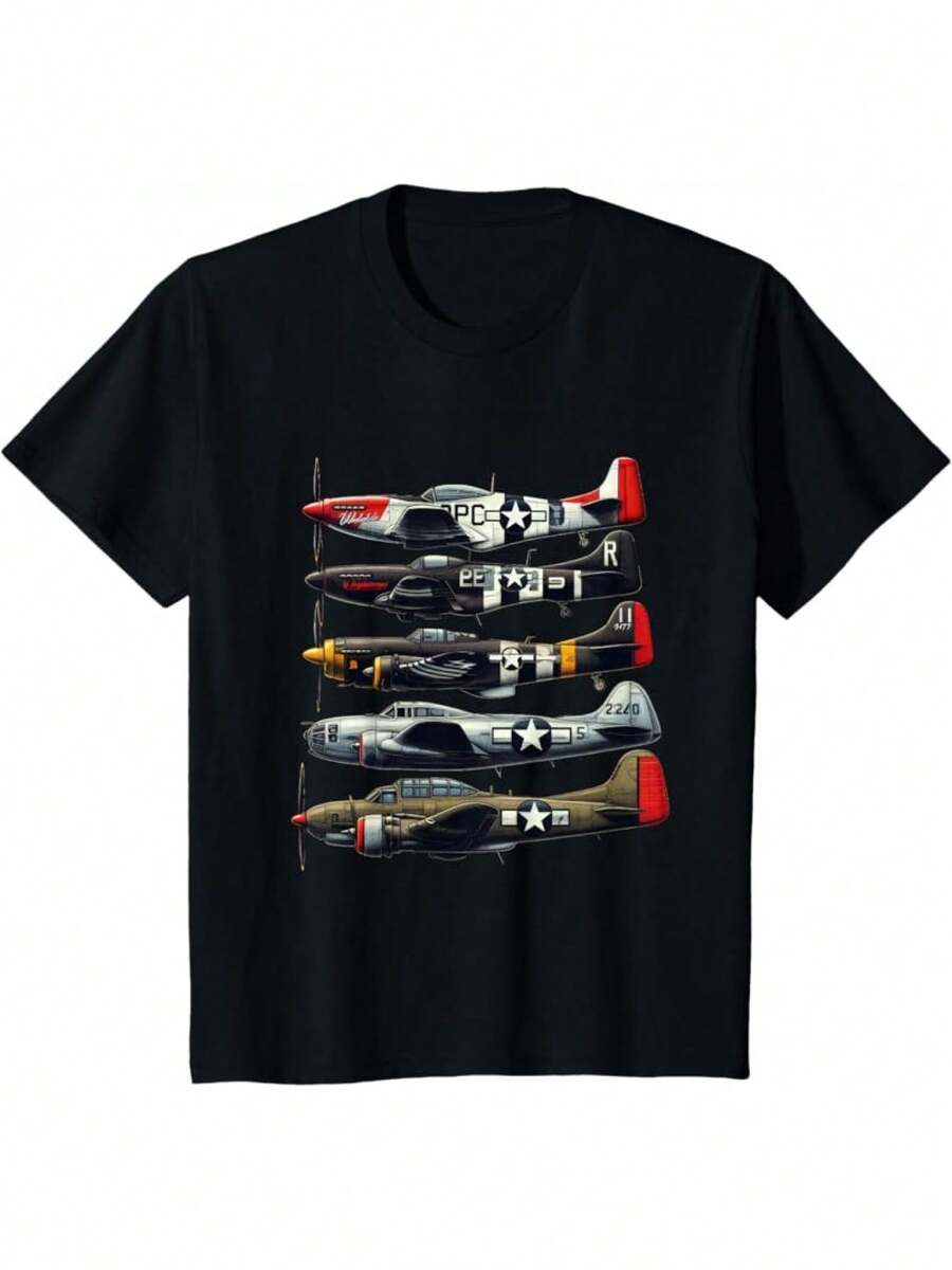 UnisexS Military Aircraft Graphic Tee B17 Flying Fortress P51 Mustang F4U Corsair P40 Warhawk S