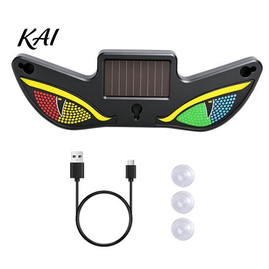 Type-c Rechargeable Car Accessories Solar Demon Eyes LED Light, USB Wireless Animated Eye Warning Lights for Windshield Modified Vehicle Exterior