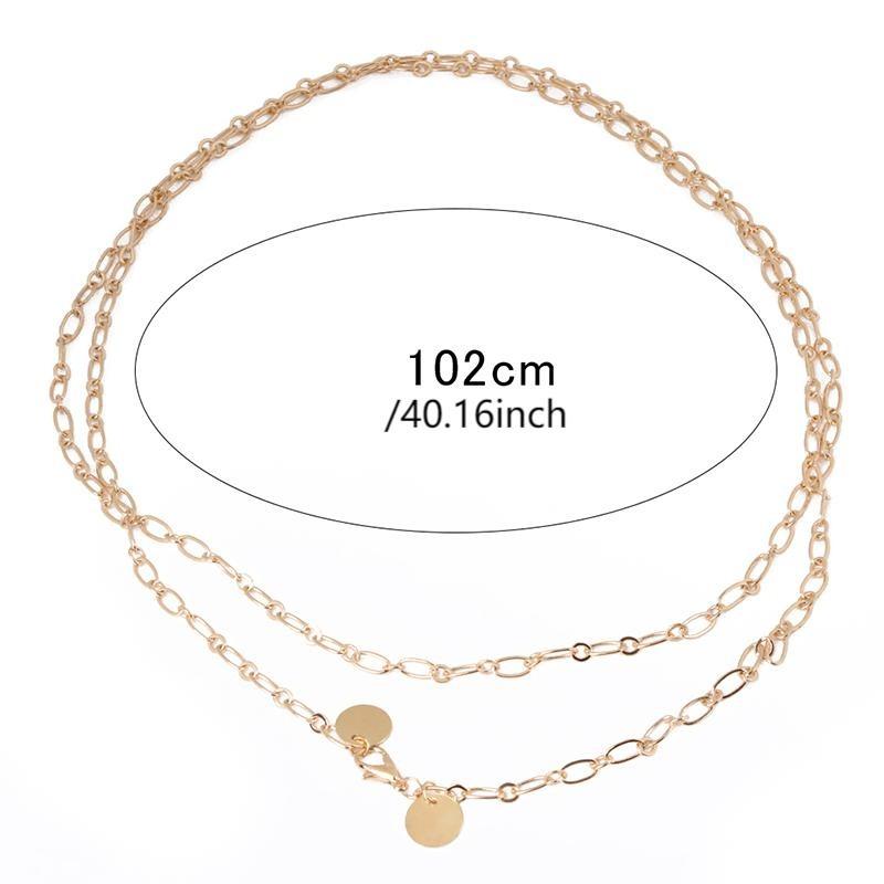 Fashionable Women's Mini Metal Dress Waist Chain Belt Sequins All Match Casual Elegant Clothing Thin Chain Belt