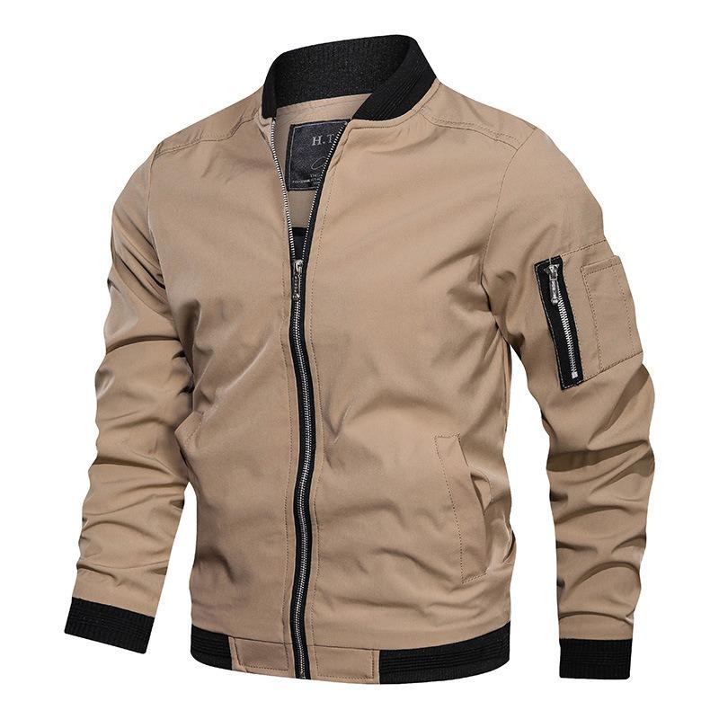 Spring and Autumn Thin Men's Baseball Collar Solid Color Jacket Casual Air Force One Jacket Men's