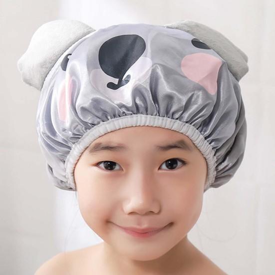 3D Animal Design Kids Shower Cap Polyester All Match Bright-colored Bath Cap for Dorm