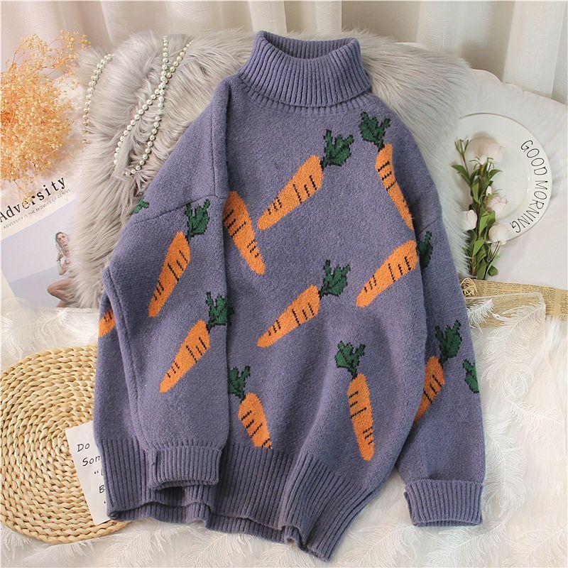 

WTEMPO Женский модный свитер с высоким воротом и длинным рукавом, теплый трикотажный пуловер, вязаное пальто, джемпер, однотонный свитер 2XL