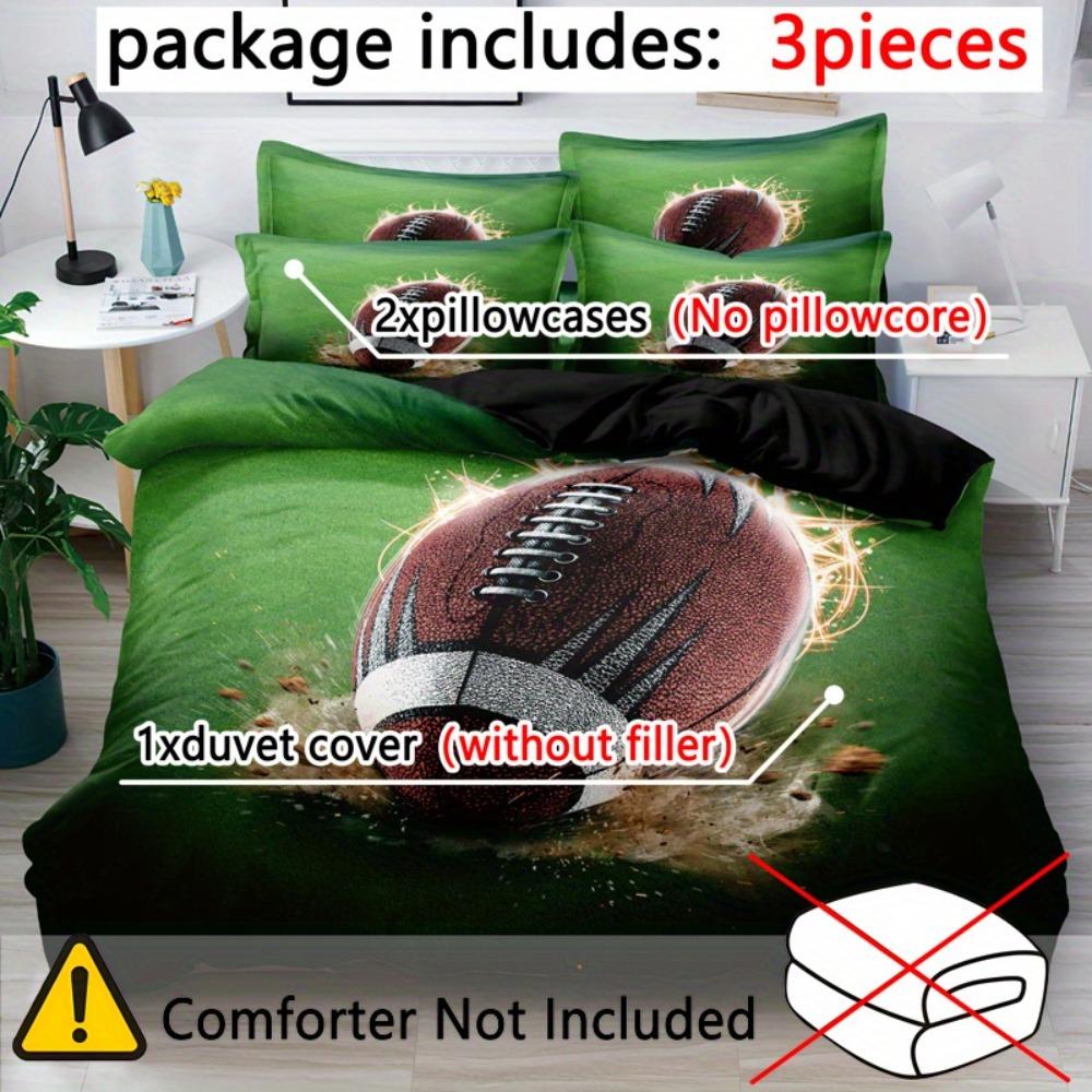 Comforter 3Pcs Bedding Set Rugby American Football 3D Printed Cozy Soft King Queen Twin Size Birthday Gift Boys Bedroom Decor
