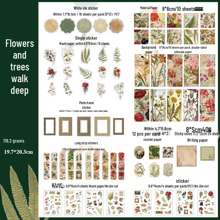 Yuxian Retro Collection: 4 Types of Journal Collage & Sealing Stickers