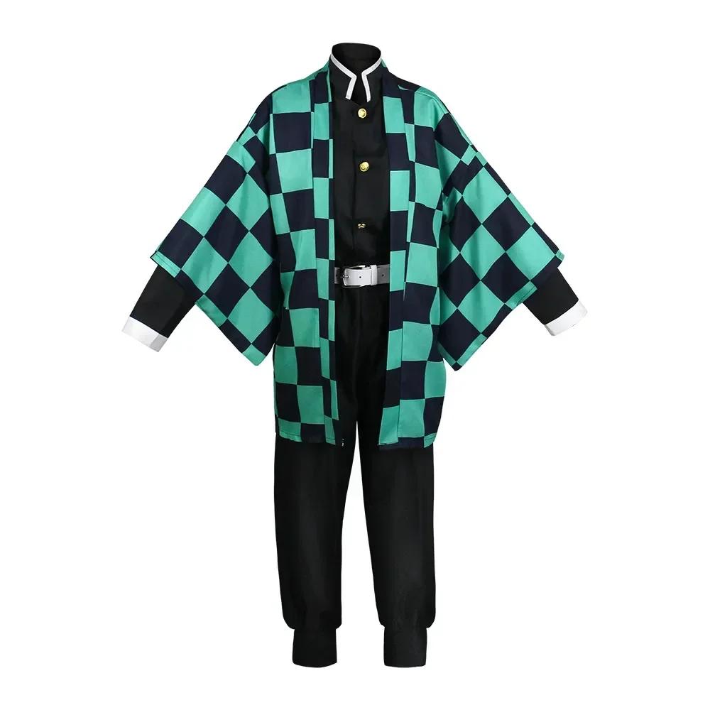 Halloween Tanjirou Kamado Disfraz Anime Cosplay Hombres Kimono Uniforme Fiesta de Halloween Demonios Ropa para Mujeres Niños
