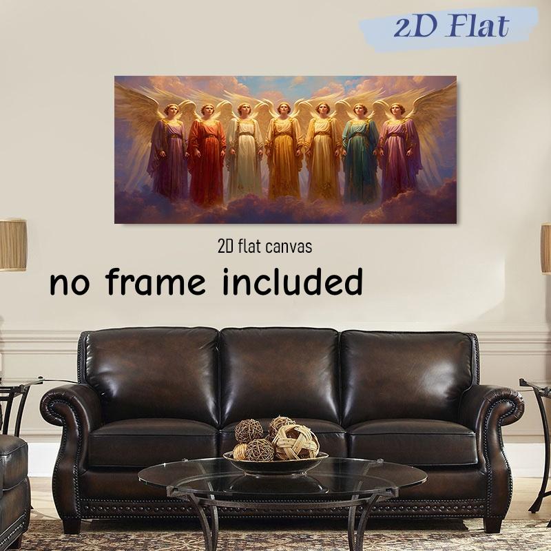 

1pcs Angel Decoration Painting Seven Angel Frameless Canvas Painting Religious Beliefs Home Wall Decoration Living Room Bedroom (as the picture,50x100cm No Frame)
