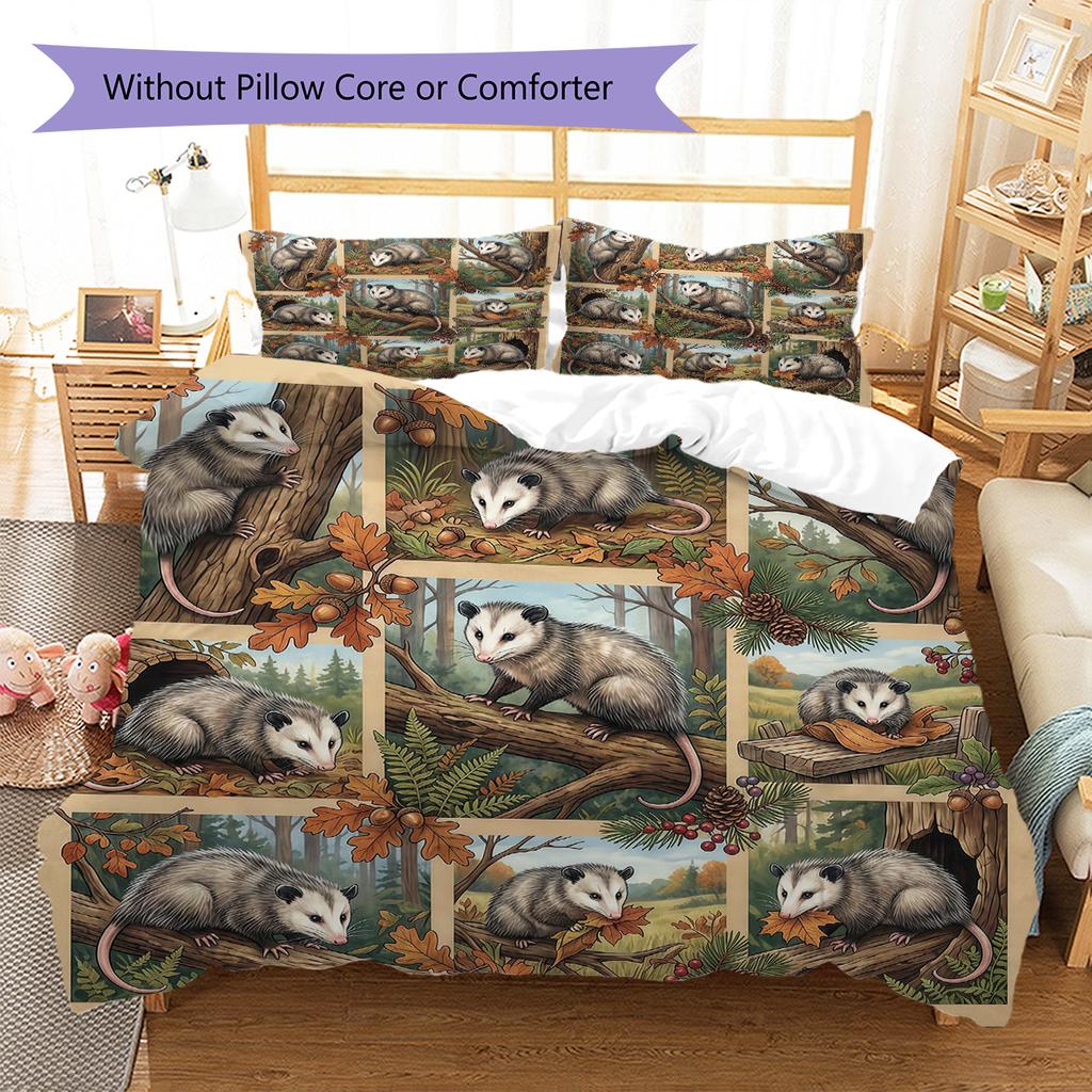 Retro Oil Painting Animals Pattern Bedding,Quilt Set Quilt Cover Pillowcase Home Birthday Gift (1 * Duvet Cover + 2 * Pillowcase, Without Core)
