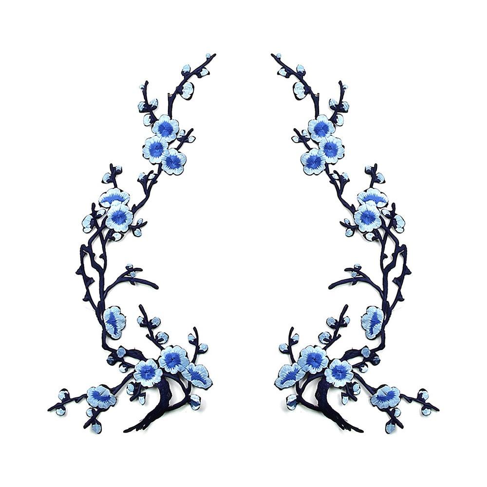 Hot Melt Adhesive Cherry Blossom Iron On Patches DIY Branch Embroidery Applique Clothing Repair