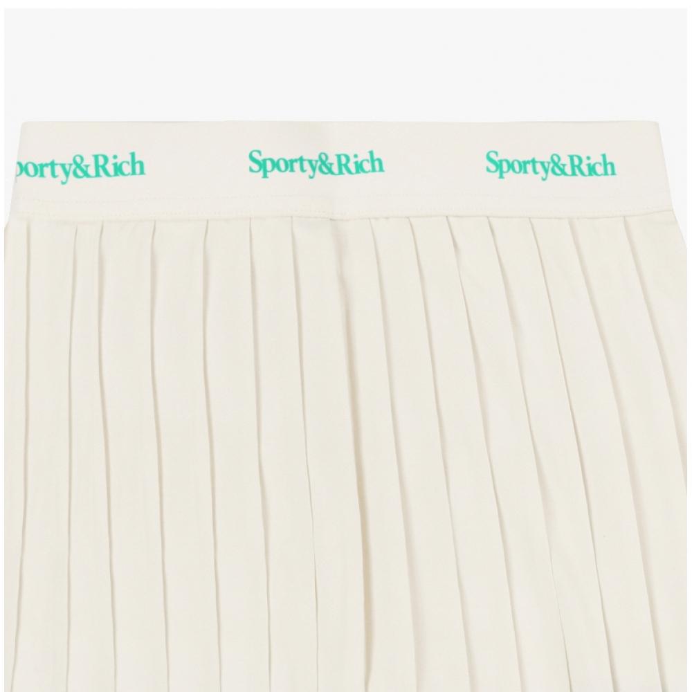 Sporty   Rich Sk005S416Sc Serif  Serif  Logo Pleated TenniS Women S Skirt