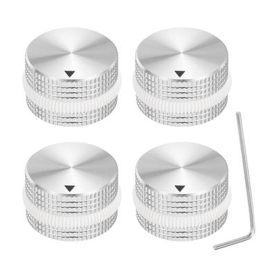 Uxcell Aluminum Potentiometer Set of Volume Audio Control X Screw for with White Rubber Ring and Silver Knobs, 4, 1/4" (6mm) Knobs, 15.5mm 25mm, Type,